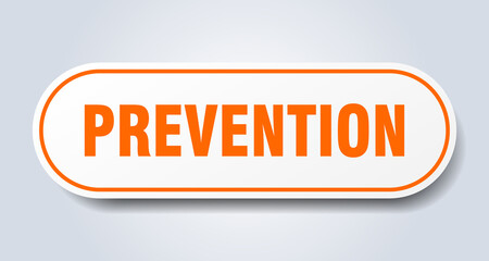 prevention sign. rounded isolated button. white sticker