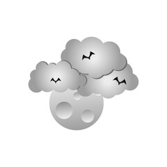 halloween gray clouds with bats, flat style