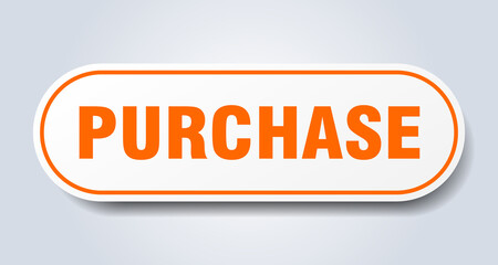 purchase sign. rounded isolated button. white sticker