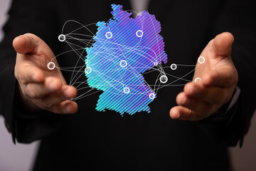 state germany map digital outline silhouette