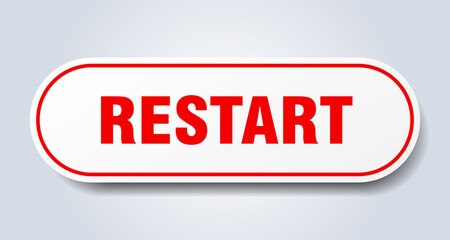 restart sign. rounded isolated button. white sticker