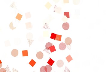 Light Red, Yellow vector template with crystals, circles, squares.