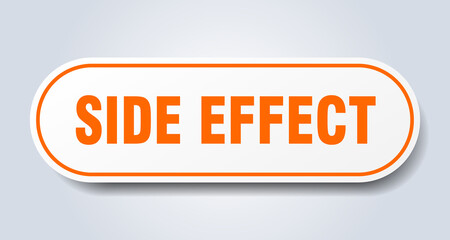 side effect sign. rounded isolated button. white sticker