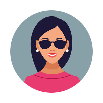 Beautiful Woman Wearing Sunglasses Avatar Character Icon