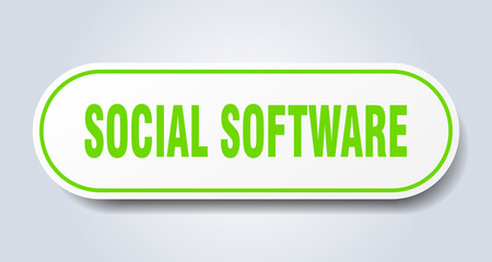 social software sign. rounded isolated button. white sticker