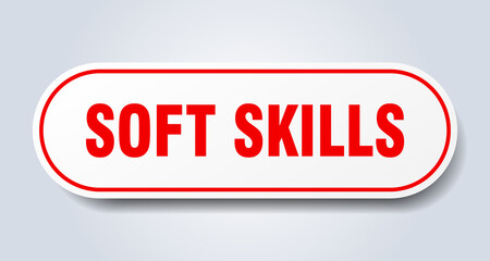 soft skills sign. rounded isolated button. white sticker