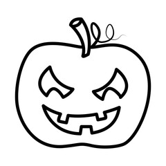 halloween pumpkin with face line style icon