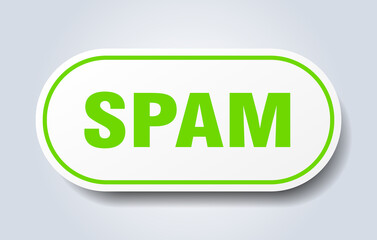 spam sign. rounded isolated button. white sticker