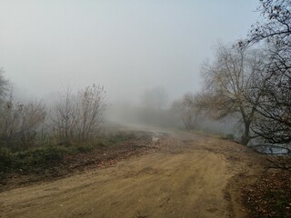 Obraz na płótnie Canvas road in fog
