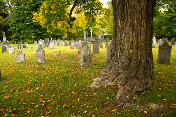 An historic civil war cemetery in the village of Pownal, Massachusetts