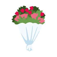 roses flowers bouquet isolated icon