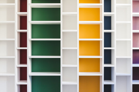 Empty Modern Colorful Bookcase