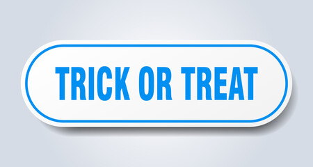 trick or treat sign. rounded isolated button. white sticker