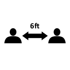 Social distancing icon. People divided by 6 feet distance line. Vector Illustration