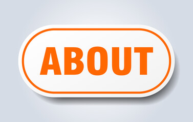 about sign. rounded isolated button. white sticker