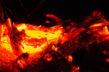 embers burn down in a hardwood fire