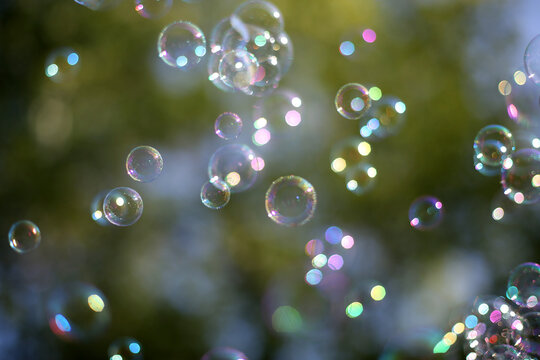 Bubbles And Colorful Bokeh On A Summer Afternoon