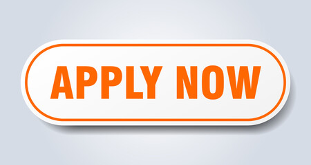 apply now sign. rounded isolated button. white sticker