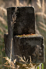 Cross in cemetery. Old Ukrainian cemetery in Gorajec.