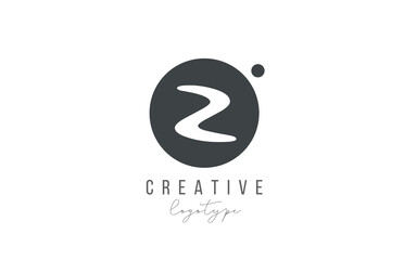 Z alphabet letter logo icon in black and white color. Creative circle design for company and business