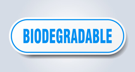 biodegradable sign. rounded isolated button. white sticker