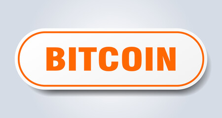 bitcoin sign. rounded isolated button. white sticker