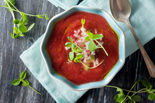 Gazpacho Soup in Bowl