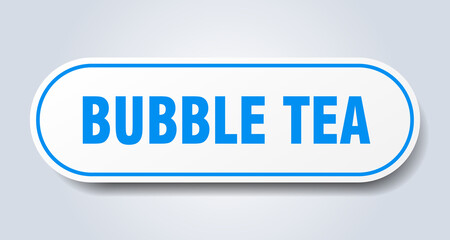 bubble tea sign. rounded isolated button. white sticker