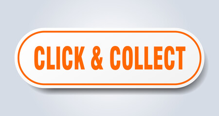click & collect sign. rounded isolated button. white sticker