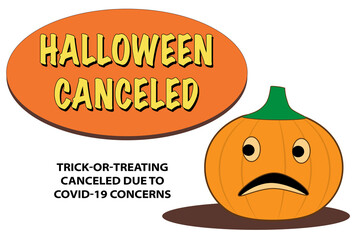 Halloween Canceled sign with Jack-o'-lantern pumpkin - Vector Illustration