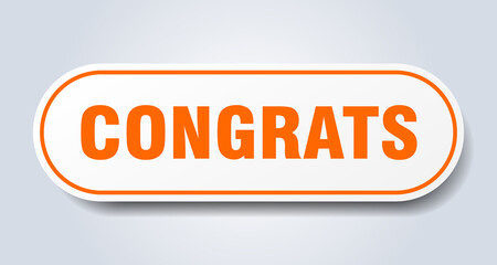 congrats sign. rounded isolated button. white sticker
