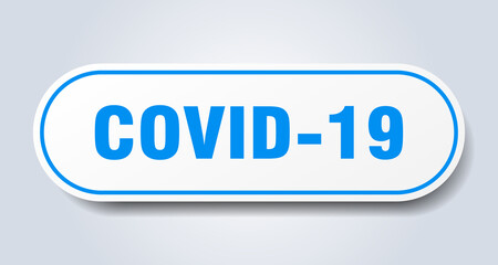covid-19 sign. rounded isolated button. white sticker
