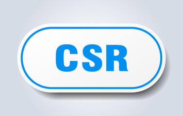 csr sign. rounded isolated button. white sticker