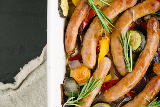 Roasted vegetable and sausage dish