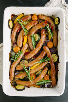 Roasted vegetable and sausage dish