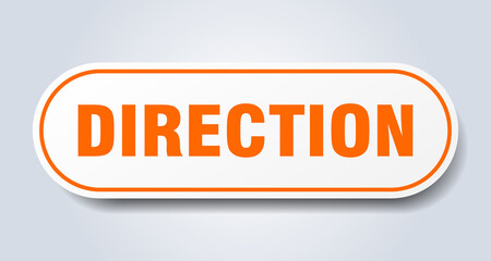 direction sign. rounded isolated button. white sticker