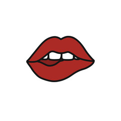 lips doodle icon, vector color illustration
