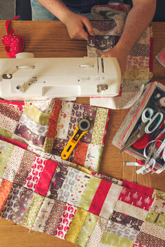 Patchwork in progress, vertical format