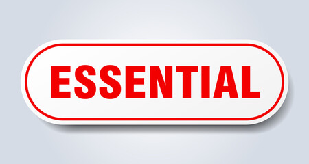 essential sign. rounded isolated button. white sticker
