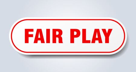 fair play sign. rounded isolated button. white sticker
