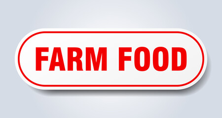 farm food sign. rounded isolated button. white sticker
