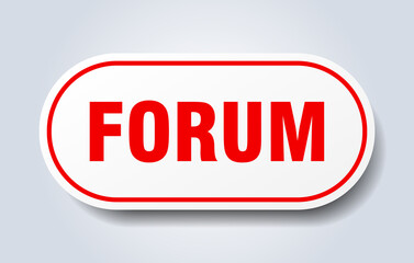 forum sign. rounded isolated button. white sticker
