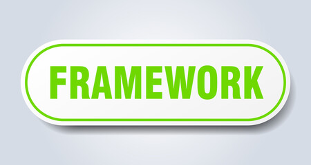 framework sign. rounded isolated button. white sticker
