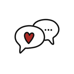 love chat doodle icon, vector color illustration