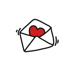 love letter doodle icon, vector color illustration