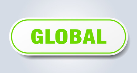 global sign. rounded isolated button. white sticker