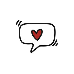 love message doodle icon, vector color illustration