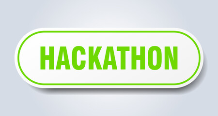 hackathon sign. rounded isolated button. white sticker