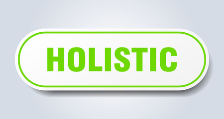 holistic sign. rounded isolated button. white sticker