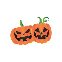 cartoon halloween pumpkins icon, flat style